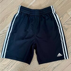 ADIDAS 3-STRIPE ATHLETIC SHORTS. BLACK/WHITE. Size L (14/16).